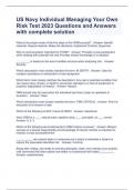 US Navy Individual Managing Your Own Risk Test 2023 Questions and Answers with complete solution
