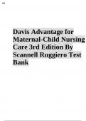 Test Bank for Davis Advantage for Maternal Child Nursing Care 3rd Edition Scannell Chapter 1 - 33 Updated 2023