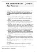 PSY 550 Final Exam &ndash; Question And Answers