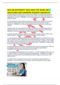 HESI OB MATERNITY 2023-2024 TEST BANK 100 QUESTIONS AND ANSWERS ALREADY GRADED A&plus;