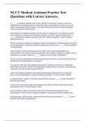 NCCT Medical Assistant Practice Test Questions with Correct Answers&period; 