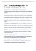 NCCT Medical Assistant Practice Test Questions with Correct Answers&period; 
