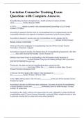 Lactation Counselor Training Exam Questions with Complete Answers&period; 