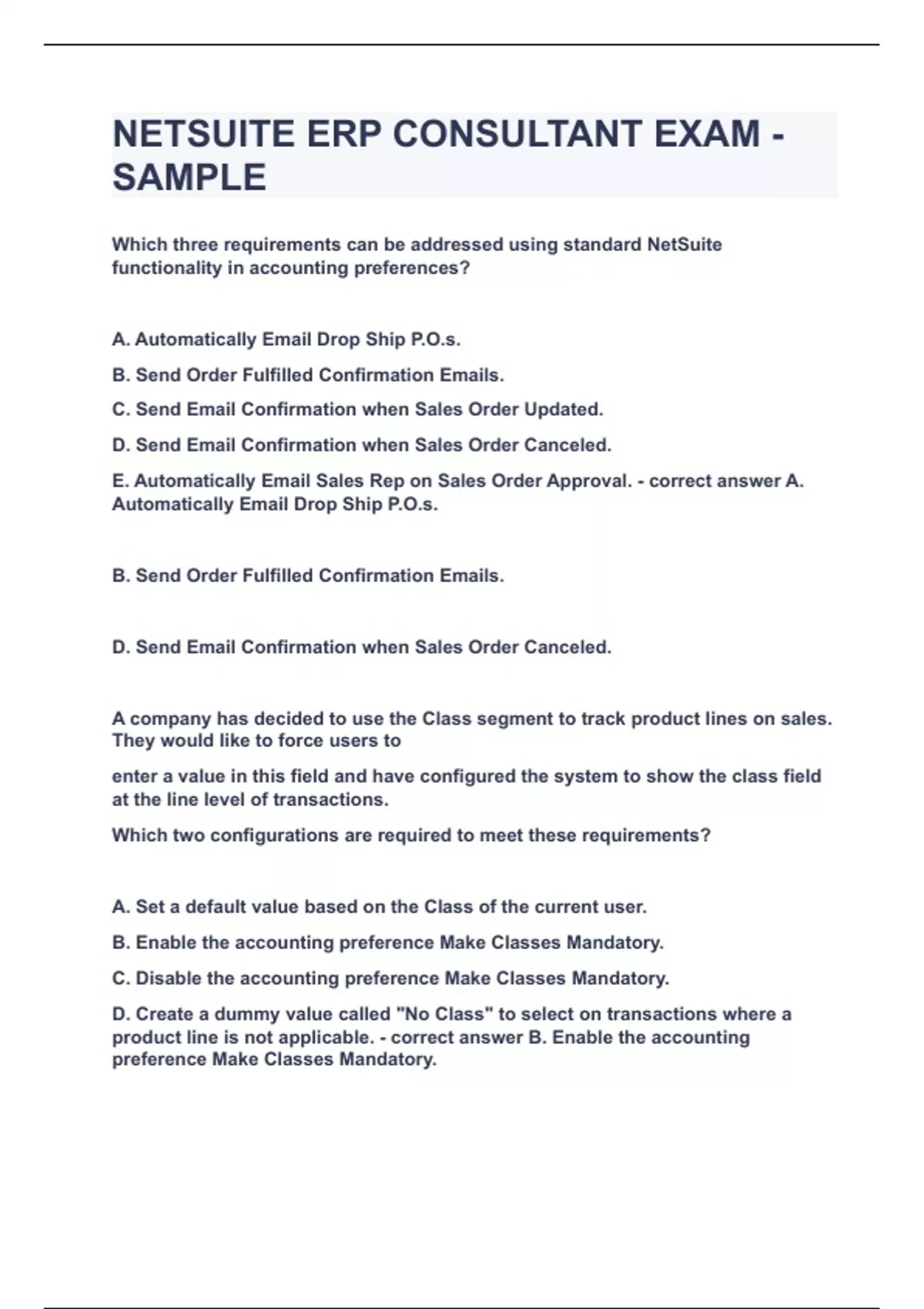 NETSUITE ERP CONSULTANT EXAM - SAMPLE|UPDATED&VERIFIED|100% SOLVED