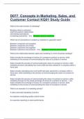 D077 Concepts in Marketing, Sales, and Customer Contact KQ01 Study Guide.