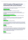 C483 Principles of Management pre-assessment with correct Answers