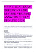 MN551 FINAL EXAM  QUESTIONS AND  REVISED VERIFIED  ANSWERS NEWLY  UPDATED 2023.