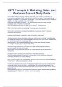 D077 Concepts in Marketing, Sales, and Customer Contact Study Guide