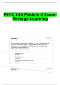    PSYC 140 Module 3 Exam –  PORTAGE LEARNING