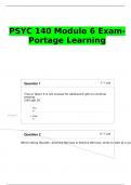    PSYC 140 Module 6 Exam –  PORTAGE LEARNING