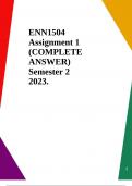 ENN1504 Assignment 1 (COMPLETE ANSWER) Semester 2 2023.