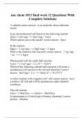 une chem 1011 final week 12 Questions With Complete Solutions