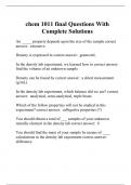 chem 1011 final Questions With Complete Solutions