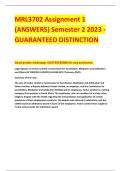 MRL3702 Assignment 1 (ANSWERS) EXAM PACK AND SUMMARISED NOTES COMBO  Semester 2 2023