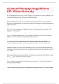Advanced Pathophysiology 6501 Walden University &vert; 66  Questions with 100&percnt; correct answers &vert; Verified