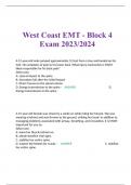 West Coast EMT - Block 4 Exam 2023/2024