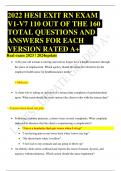 2022 HESI EXIT RN EXAM V1-V7 110 OUT OF THE 160 TOTAL QUESTIONS AND ANSWERS FOR EACH VERSION RATED A+ Real exam 2023 / 2024update