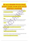 NU 425 PHARM PSYCH FINAL STUDY GUIDE EXAM QUIZ WITH VERIFIED ANSWERS
