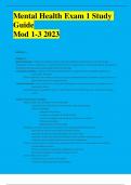 Mental Health Exam 1 Study Guide Mod 1-3 2023 