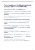 Texas Roadhouse Bar Menu Questions&vert;Answers 100&percnt; Correct&lpar;RATED A&rpar;