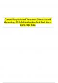 Current Diagnosis and Treatment Obstetrics and Gynecology 12th Edition by Alan Test Bank