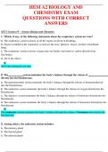 HESI A2 BIOLOGY AND CHEMISTRY EXAM QUESTIONS WITH CORRECT ANSWERS 