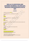 HESI A2 V2 QUESTIONS AND ANSWERS GRAMMAR, VOCABULARY, READING COMPREHENSION, MATH, A&P, 