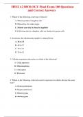 HESI A2 BIOLOGY Final Exam 100 Questions and Correct Answers