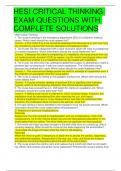 HESI CRITICAL THINKING EXAM QUESTIONS WITH COMPLETE SOLUTIONS 