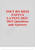 INET RN HESI EXIT V4 LATEST 2022-2023 Questions and Answers