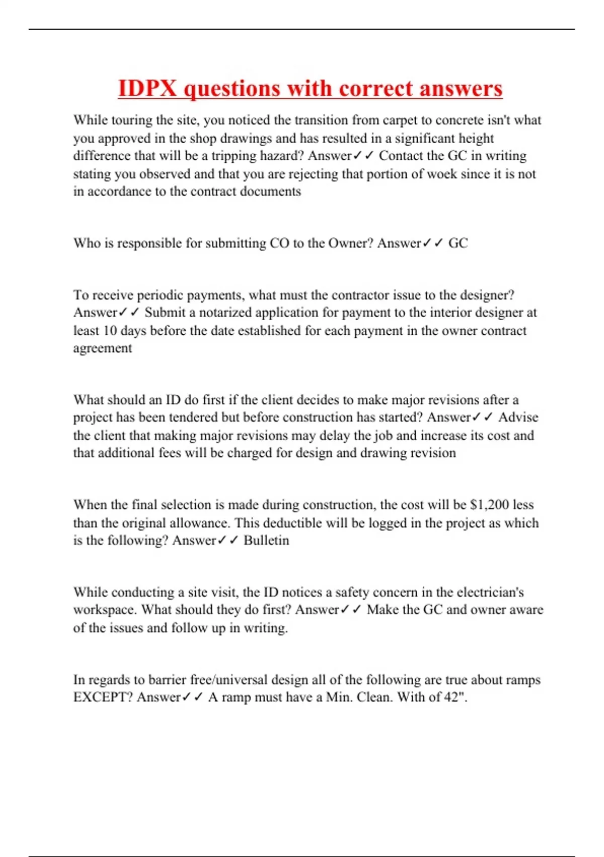 IDPX questions with correct answers IDPX Stuvia US IDPX questions with correct answers IDPX Stuvia US