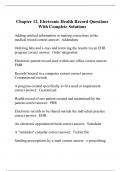 Chapter 12&comma; Electronic Health Record Questions With Complete Solutions