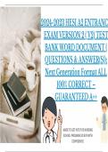  HESI A2 ENTRANCE EXAM  BRAND NEW REAL AUTHENTIC Version 2 (v2) STUDY GUIDE TEST BANKWORD DOCUMENT (*Authentic* QUESTIONS & ANSWER(S)): Next Generation Format ALL 100% CORRECT – GUARANTEED A++