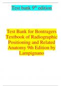 Test Bank for Bontragers Textbook of Radiographic Positioning and Related Anatomy 9th Edition by Lampignano