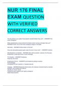 NUR 176 Exam  QUESTION AND  CORRECT ANSWERS