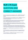 NUR 176 Exam  QUESTION AND  CORRECT ANSWERS