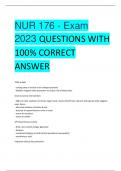 NUR176 - Exam  2023 QUESTIONS WITH 100&percnt; CORRECT  ANSWER