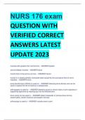 NURS 176 exam  QUESTION WITH VERIFIED CORRECT  ANSWERS LATEST  UPDATE 2023