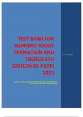 TEST BANK FOR NURSING TODAY TRANSITION AND TRENDS 9TH EDITION BY PATRI 2023