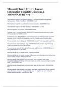 Missouri Class E Driver's License Information Complete Questions & Answers&lpar;Graded A&plus;&rpar;