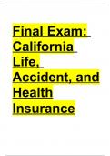 Final Exam: California Life, Accident, and Health Insurance 2023 with complete solution 