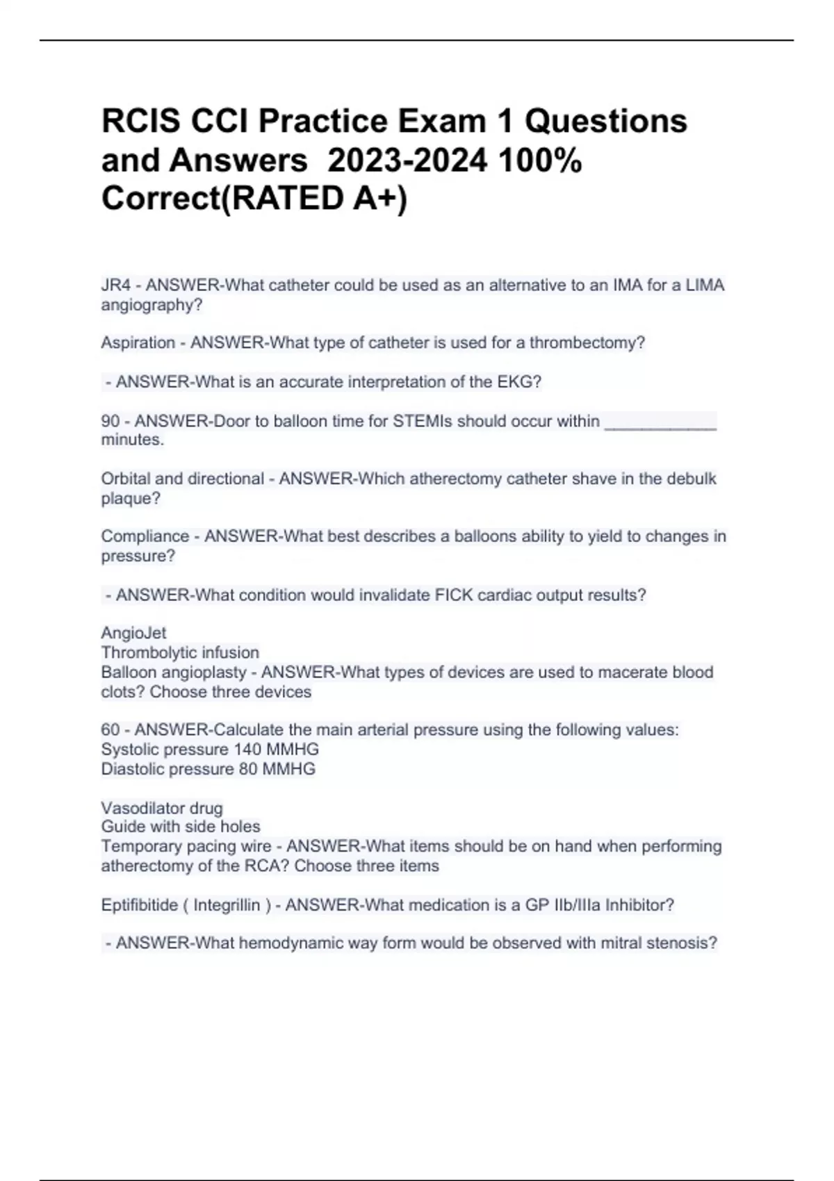RCIS CCI Practice Exam 1 Questions and Answers % Correct(RATED A+ ...
