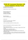 NURS 403 Assessment Questions with Correct Solutions&vert; Already Passed