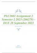 PLC2602 Assignment 2 Semester 2 2023 (206278) -DUE 28 September 2023