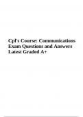 Cpl's Course Communications: Exam Questions With Answers | Latest Graded A+ | 100% Correct