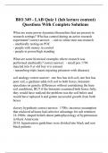 BIO 349 - LAB Quiz 1 (lab lecture content) Questions With Complete Solutions