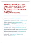 AIRCRAFT DISPATCH LATEST EXAM 2023-2024 ACTUAL EXAM QUESTIONS AND COMPLETE SOLUTIONS ALREADY GRADED A+) |BRAND NEW!!(100%VERIFIED)