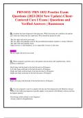 PRN1032/ PRN 1032 Practice Exam Questions (2023/2024 New Update) Client-Centered Care I Exam | Questions and Verified Answers | Rasmussen