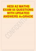 HESI A2 MATHS EXAM 55 QUESTIONS WITH UPDATED ANSWERS A+GRADE