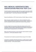  NHA&colon; MEDICAL ASSISTANT&lpar;CCMA&rpar; CERTIFICATION PRACTICE TEST 2&period;0 A&vert;UPDATED&VERIFIED&vert;100&percnt; SOLVED&vert;GUARANTEED SUCCESS